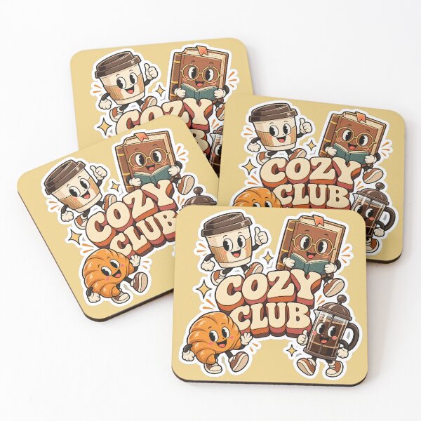 Item preview, Cozy Club Retro Coffee Book Mascot Graphic designed and sold by NovaToons.