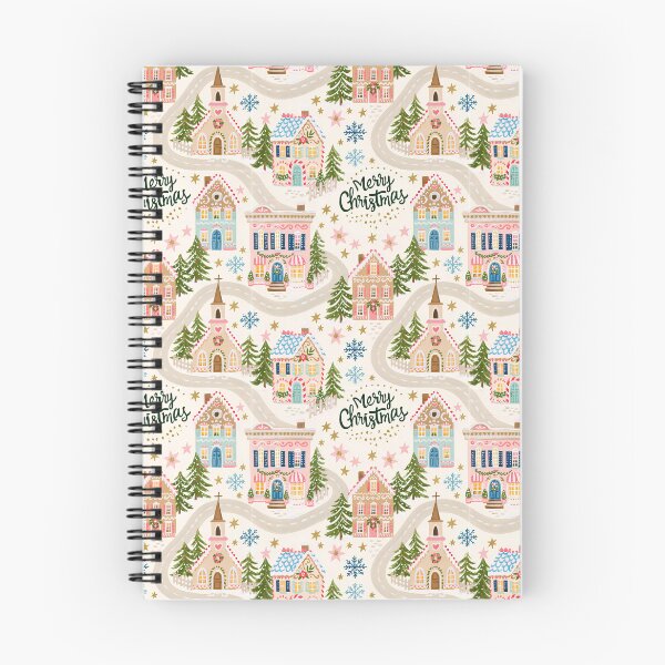 Item preview, Cute Pink Christmas Village Pattern designed and sold by Inspired Life Creative.