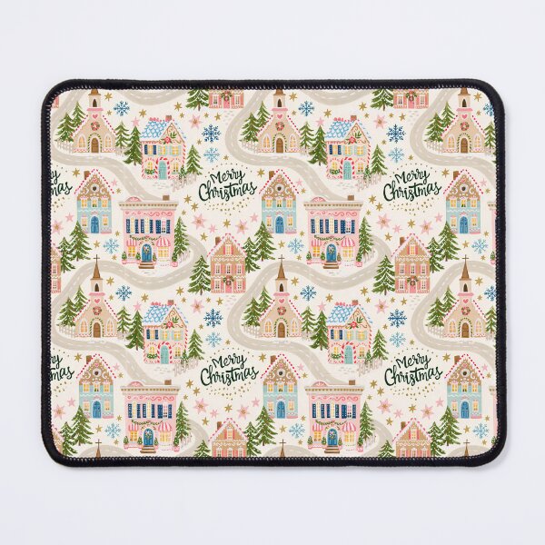 Item preview, Cute Pink Christmas Village Pattern designed and sold by Inspired Life Creative.