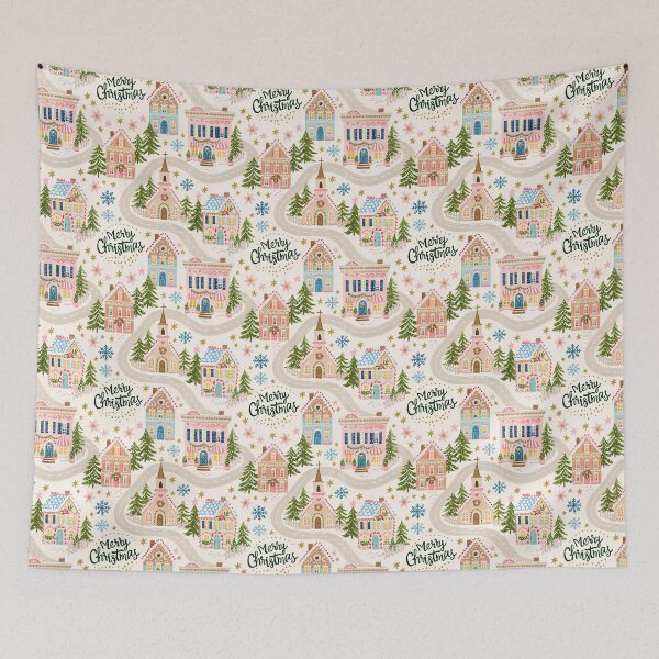 Item preview, Cute Pink Christmas Village Pattern designed and sold by Inspired Life Creative.