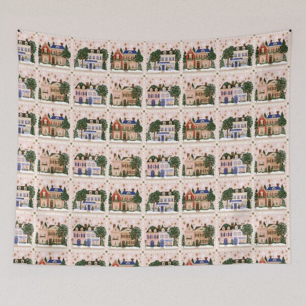 Item preview, Cute Pink Christmas Village Pattern designed and sold by Inspired Life Creative.