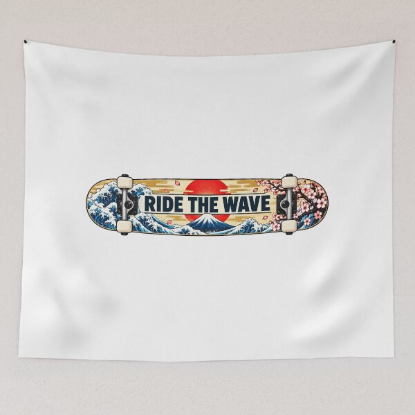 Item preview, Ride The Wave – Japanese Skateboard Streetwear Art designed and sold by KASUMINK.