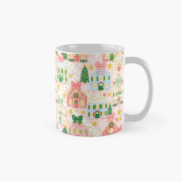 Item preview, Cute Pink Christmas Village Pattern designed and sold by Inspired Life Creative.