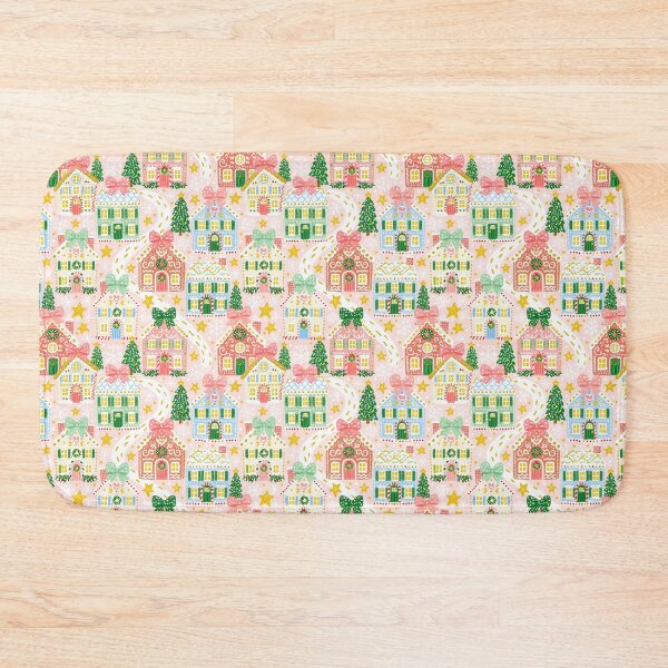 Item preview, Cute Pink Christmas Village Pattern designed and sold by Inspired Life Creative.