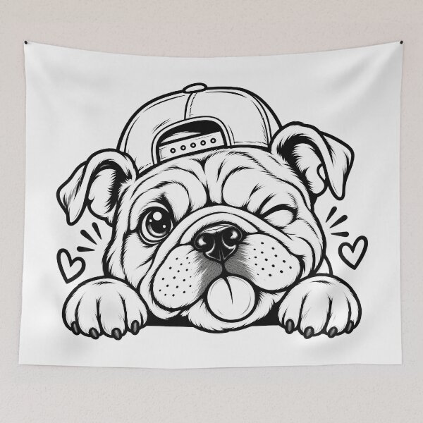 Item preview, English Bulldog Peeking Cute Dog Lover Funny Pet Design T-Shirt designed and sold by Teetreasure2.