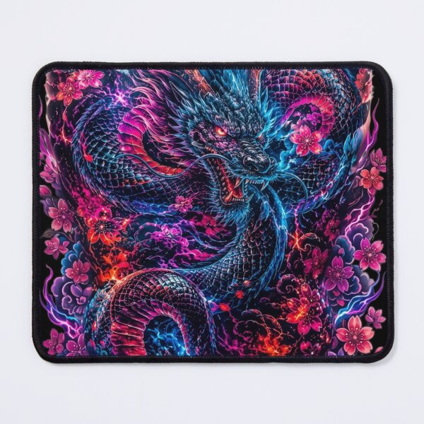 Item preview, Neon Japanese Dragon Artwork Floral Fantasy Graphic designed and sold by RoyalDeluxGo.