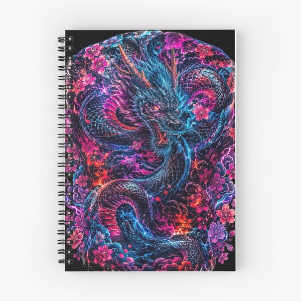 Item preview, Neon Japanese Dragon Artwork Floral Fantasy Graphic designed and sold by RoyalDeluxGo.