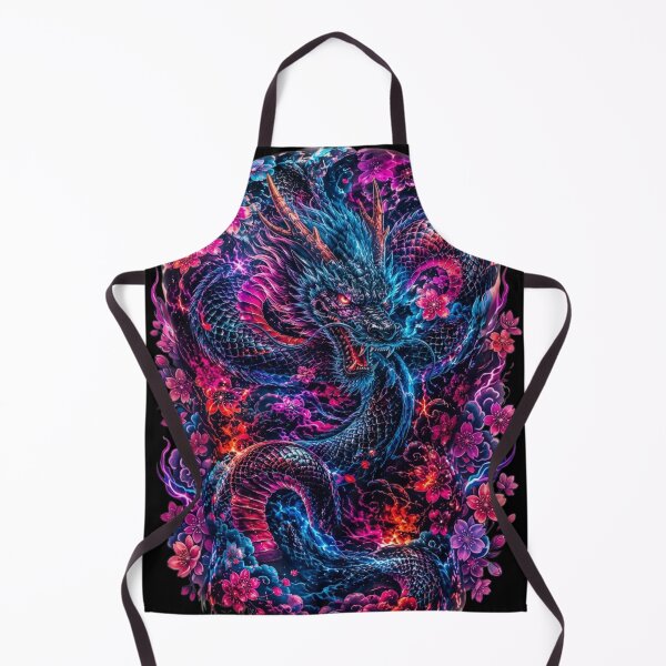 Item preview, Neon Japanese Dragon Artwork Floral Fantasy Graphic designed and sold by RoyalDeluxGo.