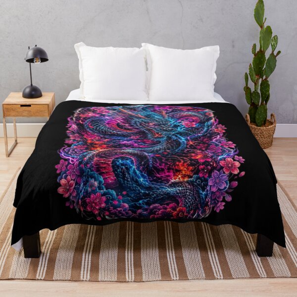 Item preview, Neon Japanese Dragon Artwork Floral Fantasy Graphic designed and sold by RoyalDeluxGo.