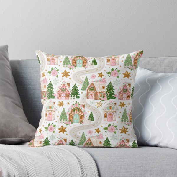 Item preview, Cute Pink Christmas Village Pattern designed and sold by Inspired Life Creative.