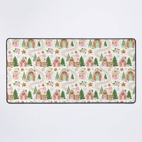 Item preview, Cute Pink Christmas Village Pattern designed and sold by Inspired Life Creative.