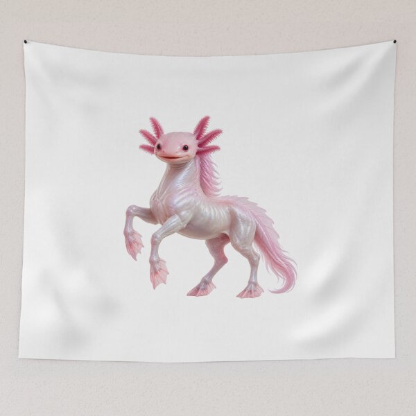 Item preview, Cute Pink Axolotl Horse Hybrid Fantasy Creature designed and sold by Mementoo.