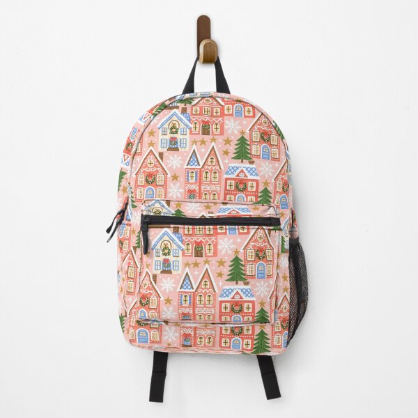 Item preview, Cute Pink Christmas Village Pattern designed and sold by Inspired Life Creative.