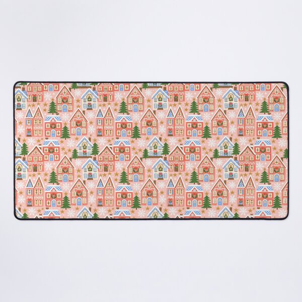 Item preview, Cute Pink Christmas Village Pattern designed and sold by Inspired Life Creative.