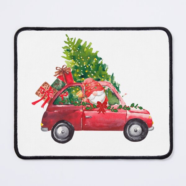 Item preview, Christmas gnome in watercolor in an old red car designed and sold by VibranPalette.