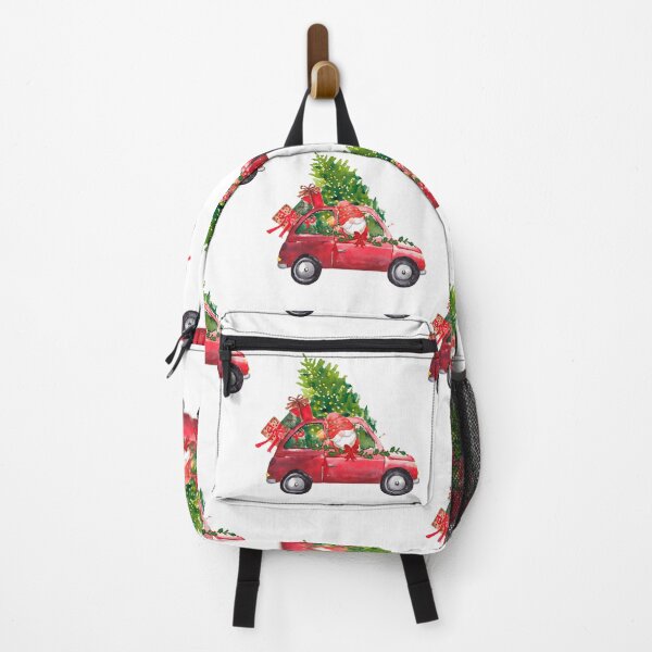 Item preview, Christmas gnome in watercolor in an old red car designed and sold by VibranPalette.