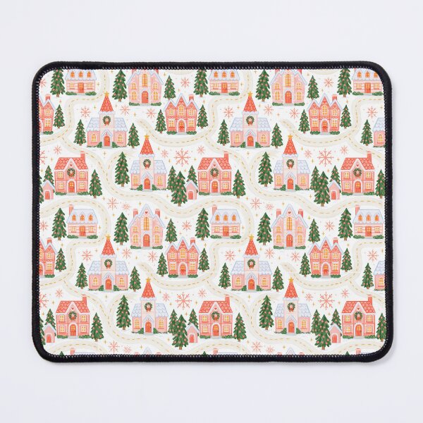 Item preview, Cute Pink Christmas Village Pattern designed and sold by Inspired Life Creative.