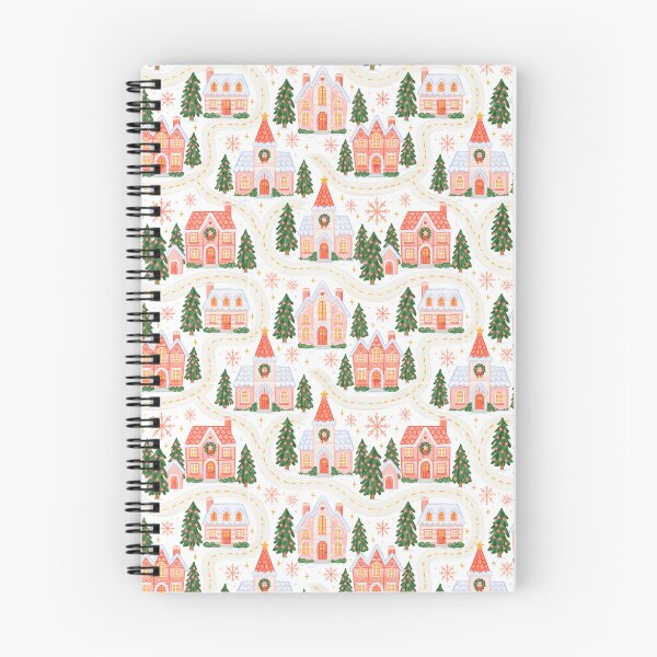 Item preview, Cute Pink Christmas Village Pattern designed and sold by Inspired Life Creative.