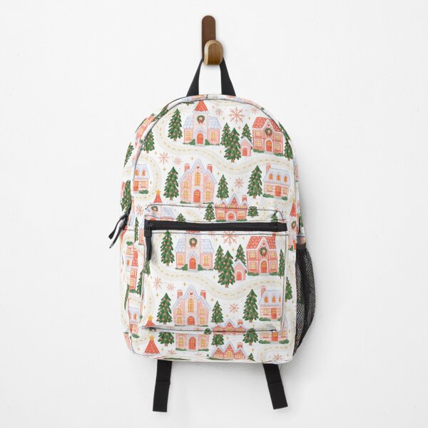 Item preview, Cute Pink Christmas Village Pattern designed and sold by Inspired Life Creative.
