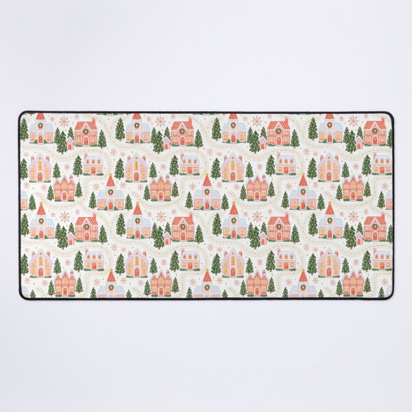 Item preview, Cute Pink Christmas Village Pattern designed and sold by Inspired Life Creative.