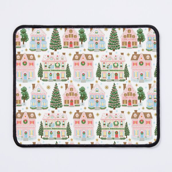 Item preview, Cute Pink Christmas Village Pattern designed and sold by Inspired Life Creative.