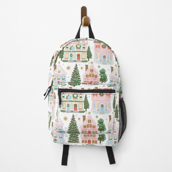 Item preview, Cute Pink Christmas Village Pattern designed and sold by Inspired Life Creative.
