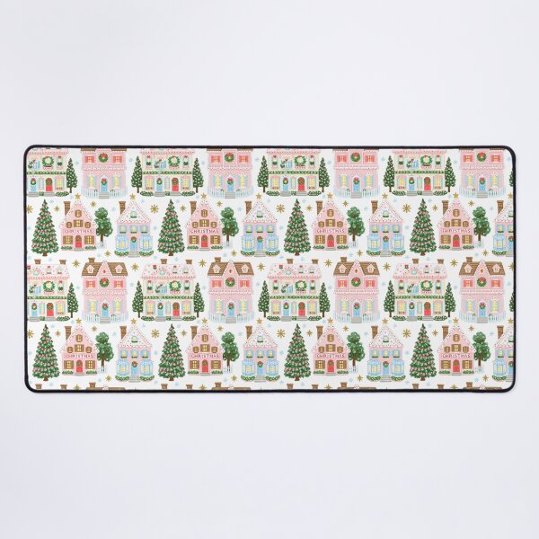 Item preview, Cute Pink Christmas Village Pattern designed and sold by Inspired Life Creative.