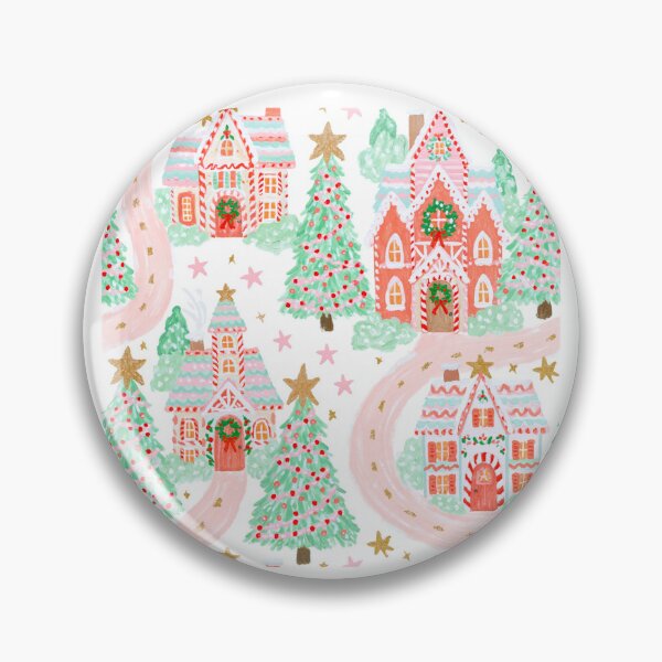 Item preview, Cute Pink Christmas Village Pattern designed and sold by Inspired Life Creative.