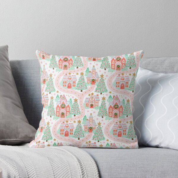 Item preview, Cute Pink Christmas Village Pattern designed and sold by Inspired Life Creative.