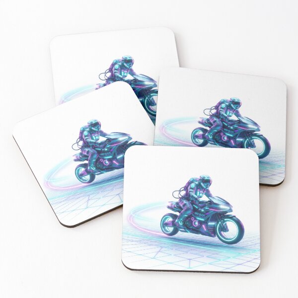 Item preview, Futuristic Cyberpunk Neon Astronaut Motorcycle Rider Art designed and sold by Rahat3344.