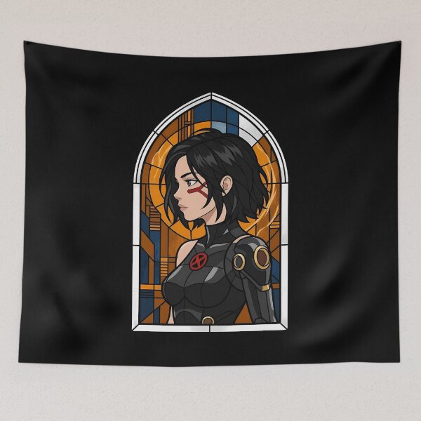 Item preview, Alita Alita Battle Angel Orange Stained Glass Cyber Portrait designed and sold by mildaclairmo.