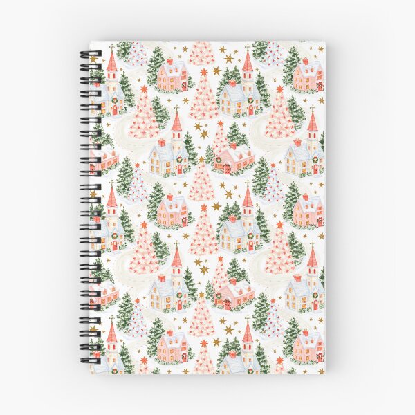 Item preview, Cute Pink Christmas Village Pattern designed and sold by Inspired Life Creative.