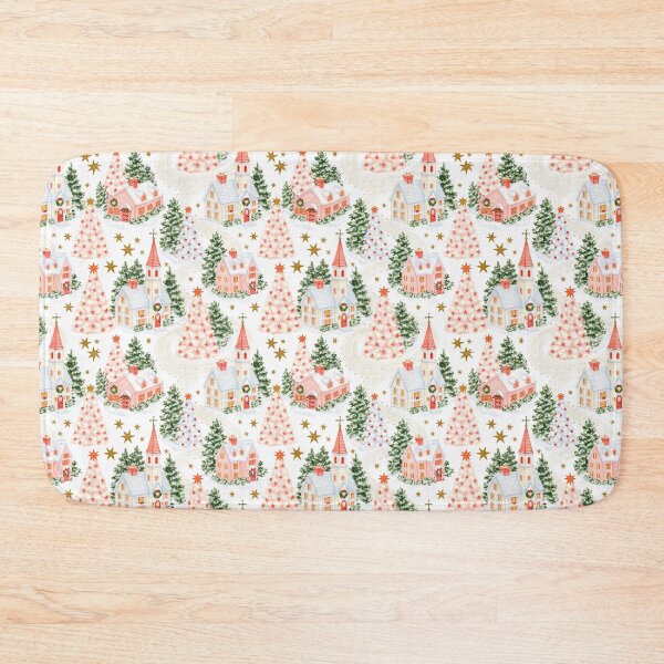 Item preview, Cute Pink Christmas Village Pattern designed and sold by Inspired Life Creative.