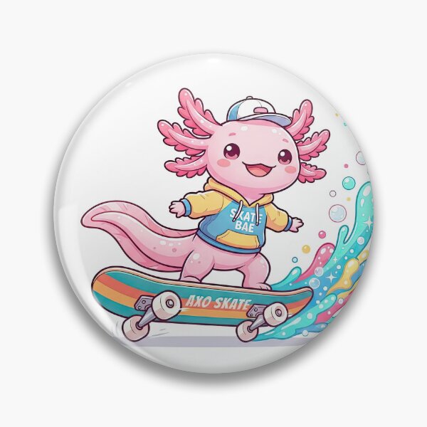 Item preview, Cute Skateboarder Pink Axolotl with Colorful Splash designed and sold by Rahat3344.