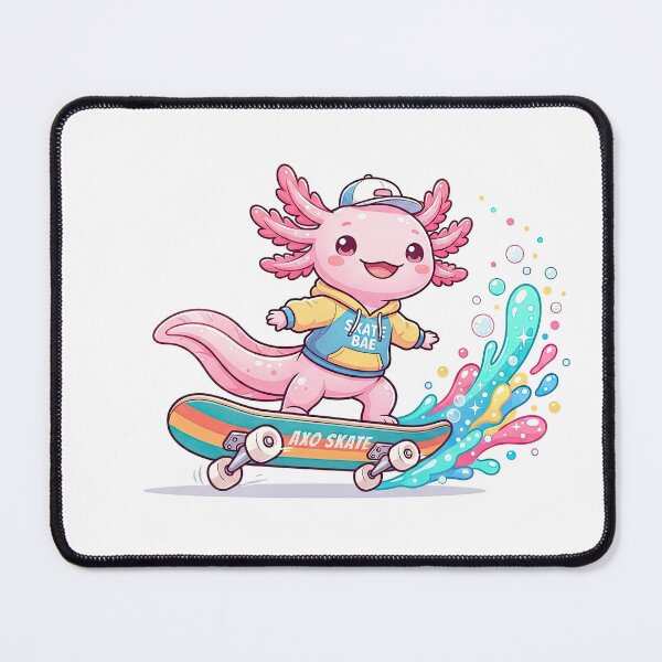Item preview, Cute Skateboarder Pink Axolotl with Colorful Splash designed and sold by Rahat3344.