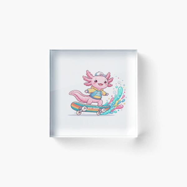 Item preview, Cute Skateboarder Pink Axolotl with Colorful Splash designed and sold by Rahat3344.