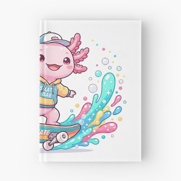 Item preview, Cute Skateboarder Pink Axolotl with Colorful Splash designed and sold by Rahat3344.