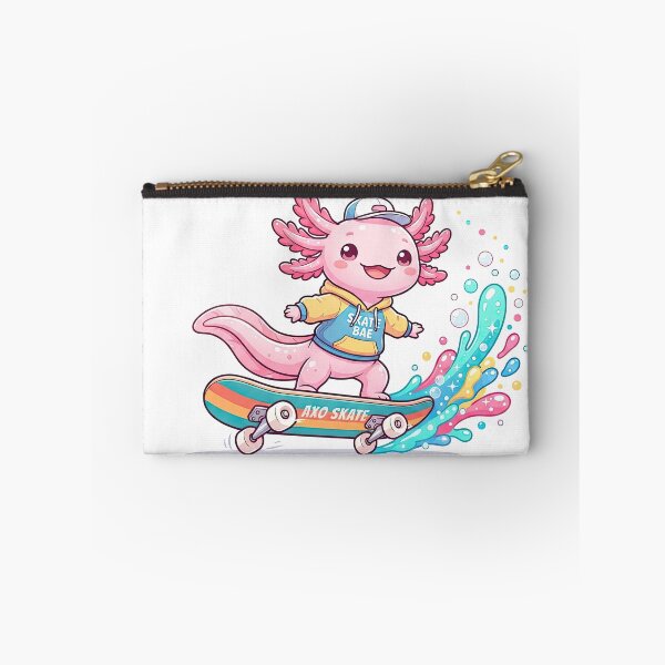 Item preview, Cute Skateboarder Pink Axolotl with Colorful Splash designed and sold by Rahat3344.