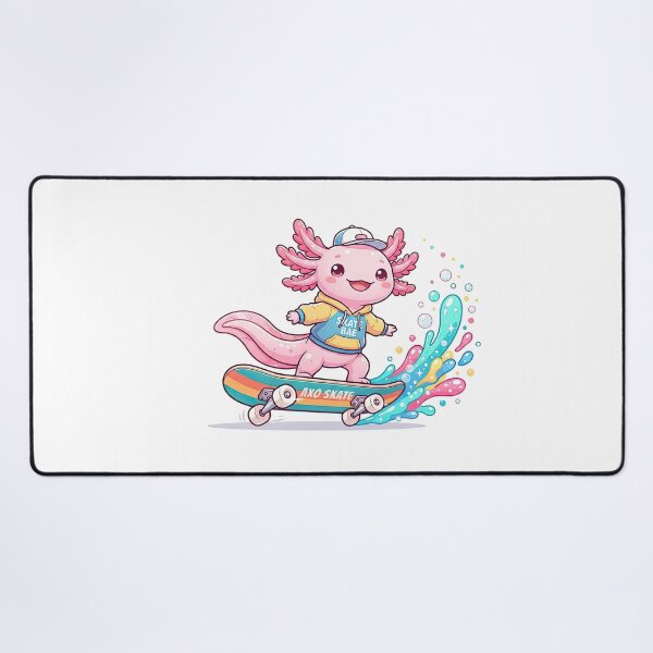Item preview, Cute Skateboarder Pink Axolotl with Colorful Splash designed and sold by Rahat3344.