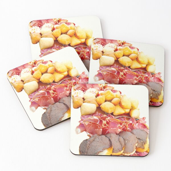 Item preview, Tuscan appetizer-antipasto, Italy.  Slices of salami, ham, croutons, fried pasta on a transparent background, close-up. designed and sold by ollgast5.