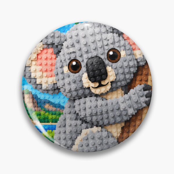 Item preview, Cute Koala Hugging a Tree – Colorful Building Block Mosaic Art designed and sold by WildWhimsy Art.