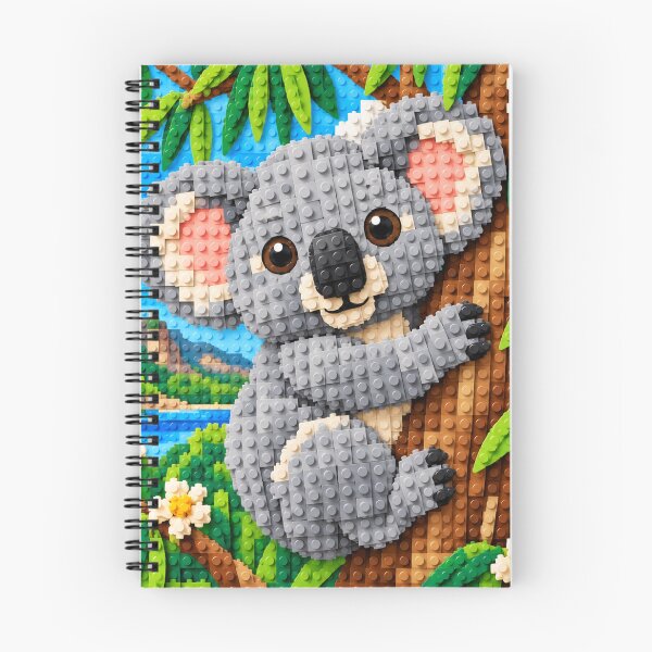 Item preview, Cute Koala Hugging a Tree – Colorful Building Block Mosaic Art designed and sold by WildWhimsy Art.