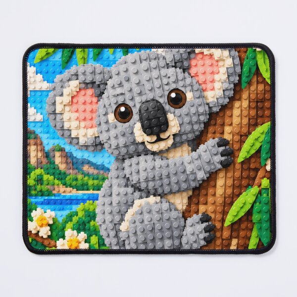 Item preview, Cute Koala Hugging a Tree – Colorful Building Block Mosaic Art designed and sold by WildWhimsy Art.