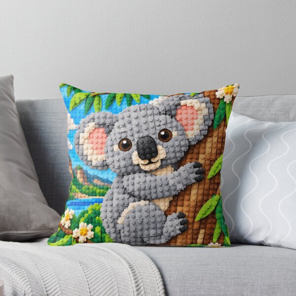 Item preview, Cute Koala Hugging a Tree – Colorful Building Block Mosaic Art designed and sold by WildWhimsy Art.