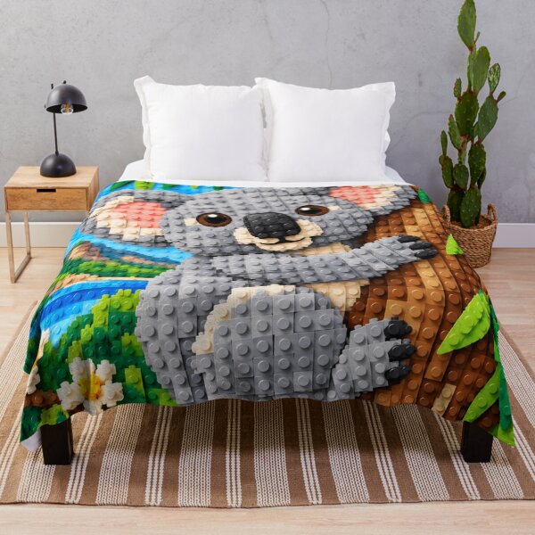 Item preview, Cute Koala Hugging a Tree – Colorful Building Block Mosaic Art designed and sold by WildWhimsy Art.
