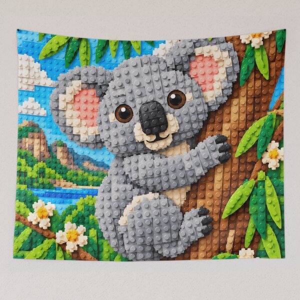 Item preview, Cute Koala Hugging a Tree – Colorful Building Block Mosaic Art designed and sold by WildWhimsy Art.