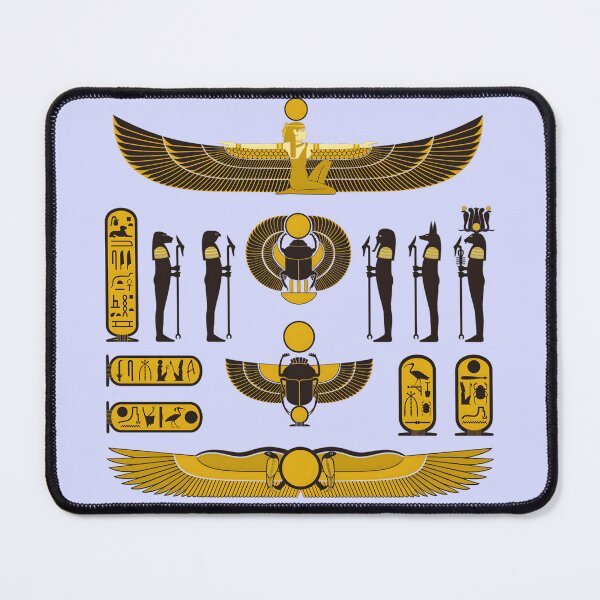 Item preview, Golden Egyptian Mythology Symbols - Winged Isis and Scarab Art designed and sold by ShabanMerch⭐⭐⭐.