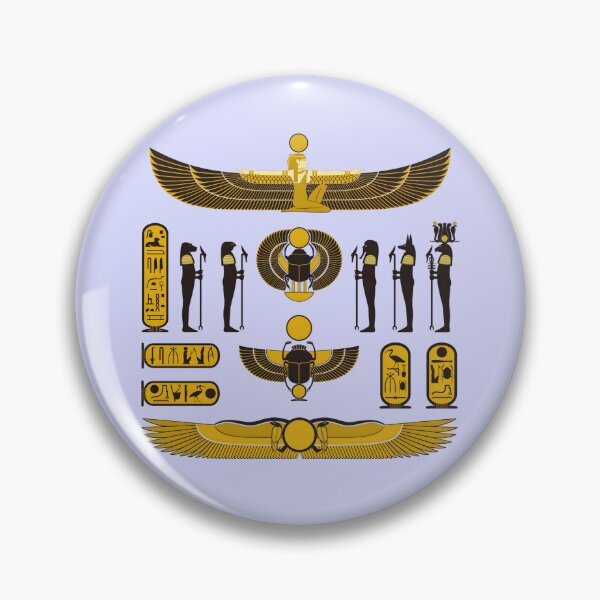 Item preview, Golden Egyptian Mythology Symbols - Winged Isis and Scarab Art designed and sold by ShabanMerch⭐⭐⭐.