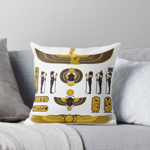 Item preview, Golden Egyptian Mythology Symbols - Winged Isis and Scarab Art designed and sold by ShabanMerch⭐⭐⭐.
