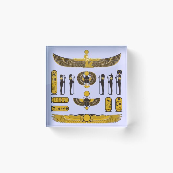 Item preview, Golden Egyptian Mythology Symbols - Winged Isis and Scarab Art designed and sold by ShabanMerch⭐⭐⭐.